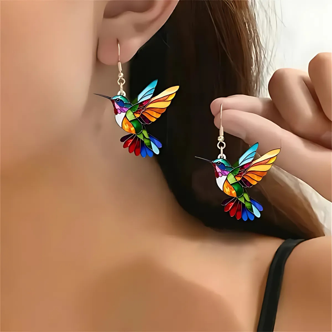 ÉCLAT | Auréa™ | Elegante Collar y Pendientes de Colibrí