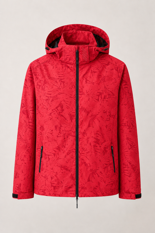 Cuello alto y cremallera de la chaqueta Fassher en rojo