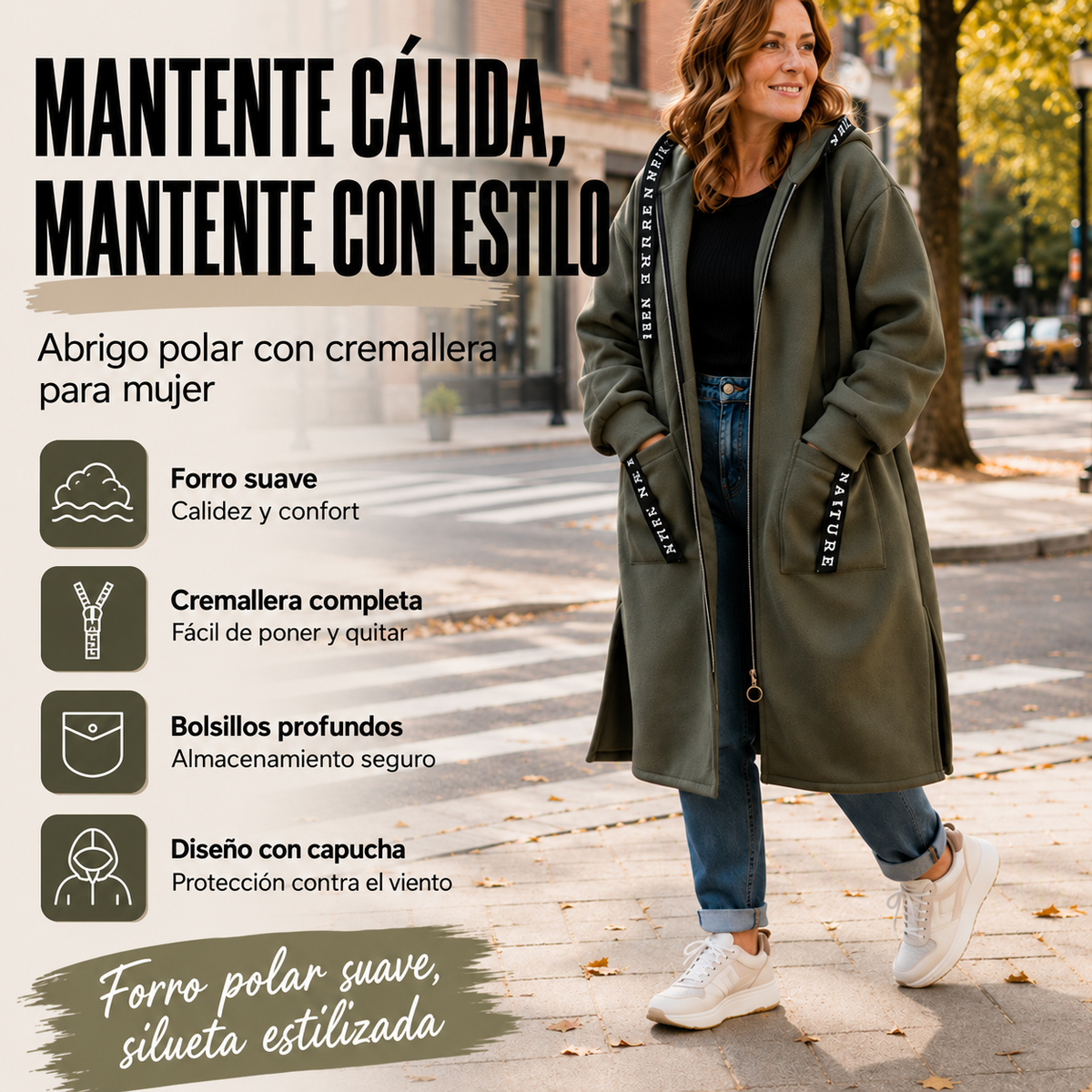 Abrigo sudadera oversize con capucha para mujer