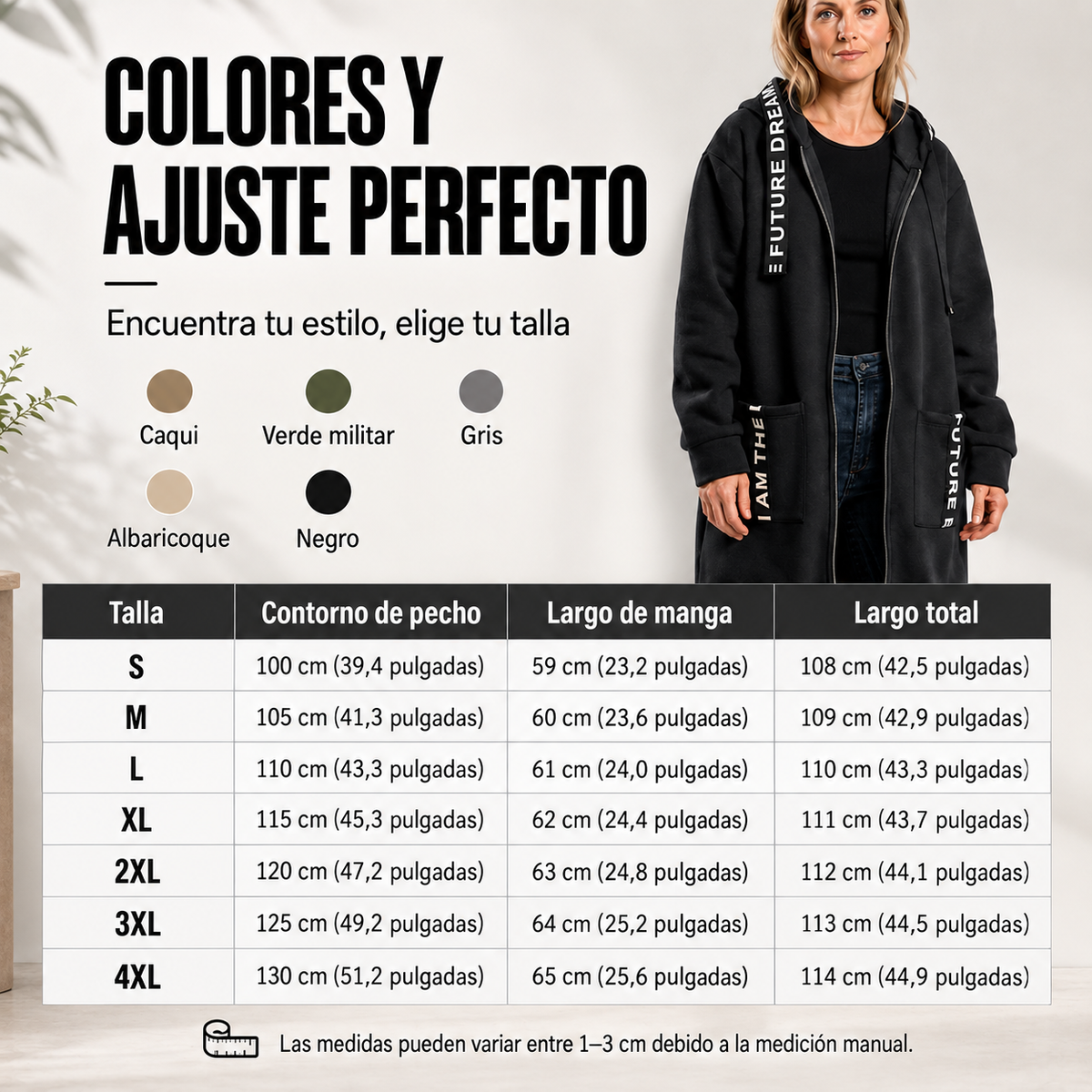Abrigo sudadera oversize con capucha para mujer