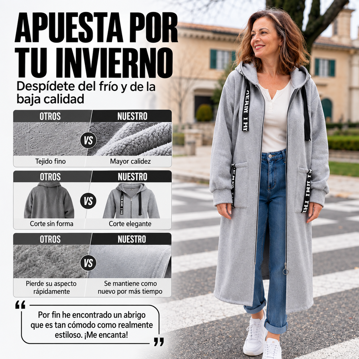 Abrigo sudadera oversize con capucha para mujer
