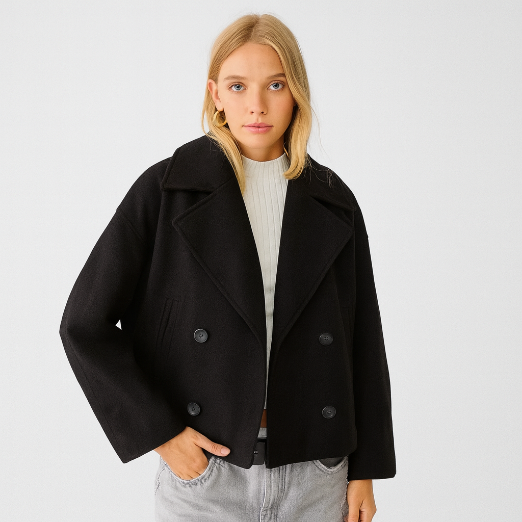 Chaqueta corta de lana con doble botonadura para mujer - Heidi