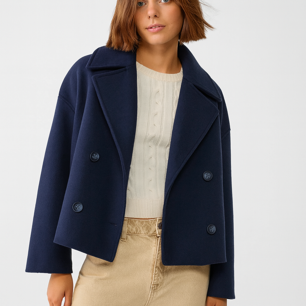 Chaqueta corta de lana con doble botonadura para mujer - Heidi