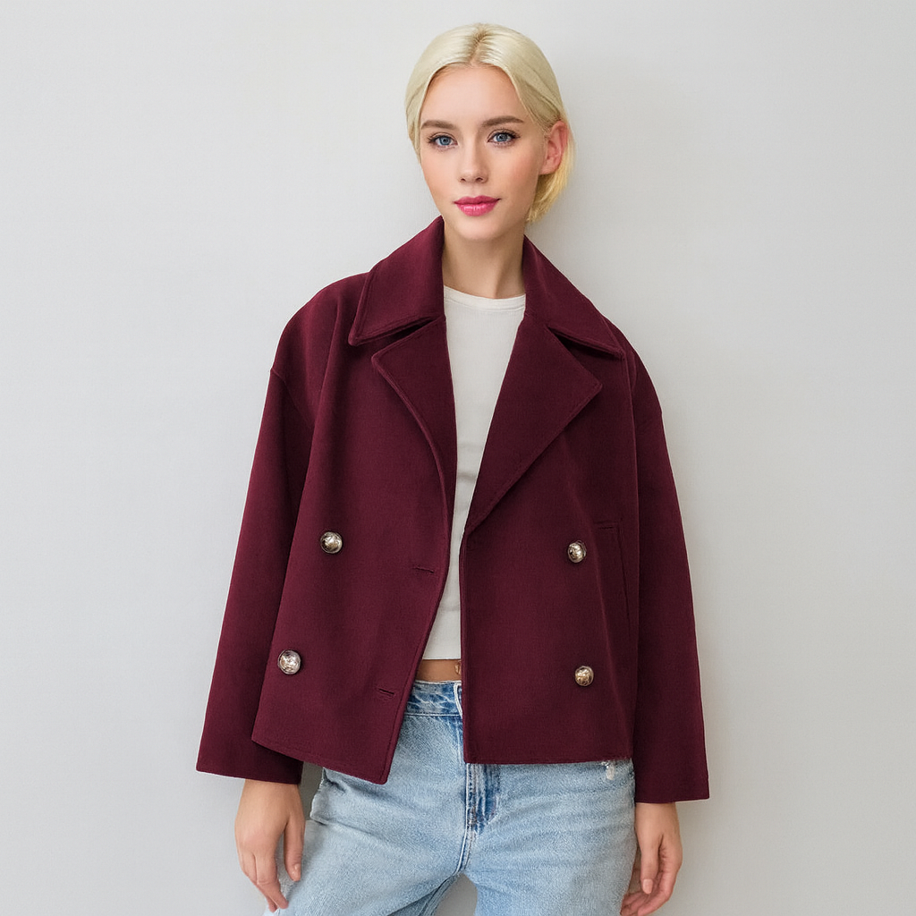 Chaqueta corta de lana con doble botonadura para mujer - Heidi