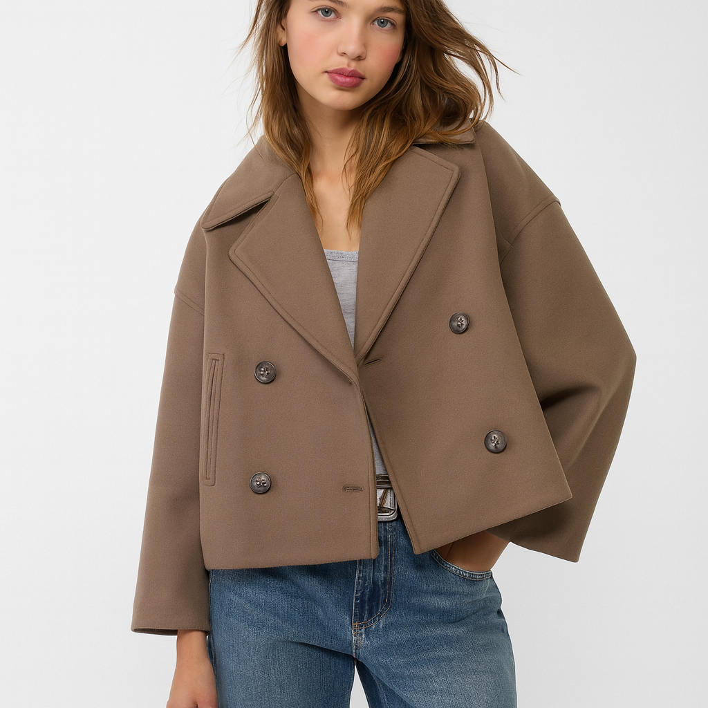 Chaqueta corta de lana con doble botonadura para mujer - Heidi
