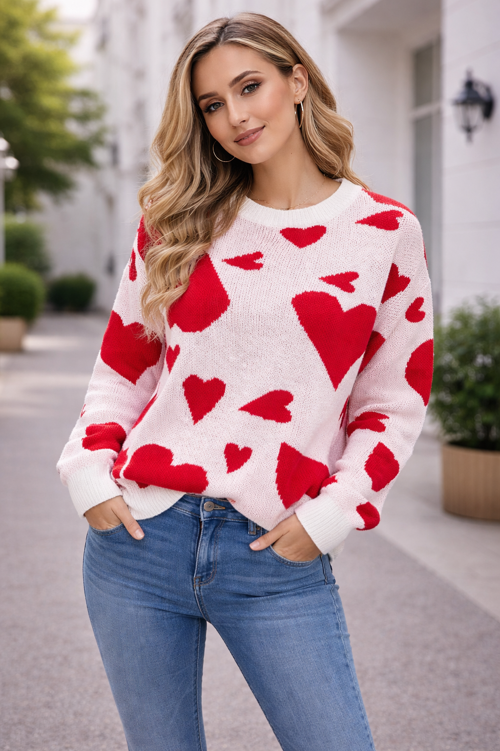 Suéter de punto para mujer estampado corazón - Aino