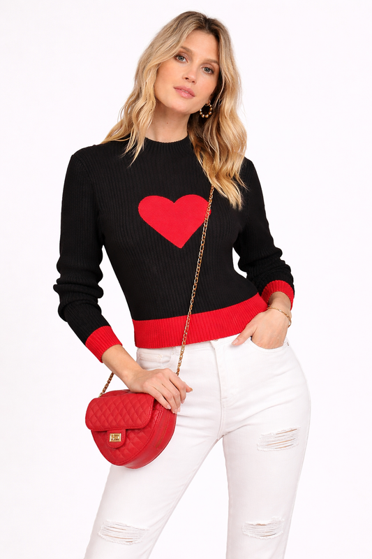Suéter de punto para mujer corazón central - Liis