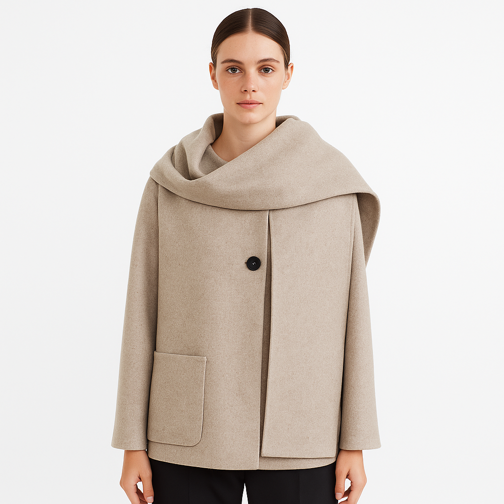 Abrigo para mujer estilo francés con cuello envolvente - Nèora