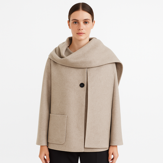 Abrigo para mujer estilo francés con cuello envolvente - Nèora
