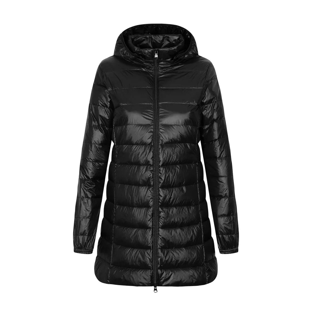 Chaqueta mujer acolchado largo con capucha - Yvette