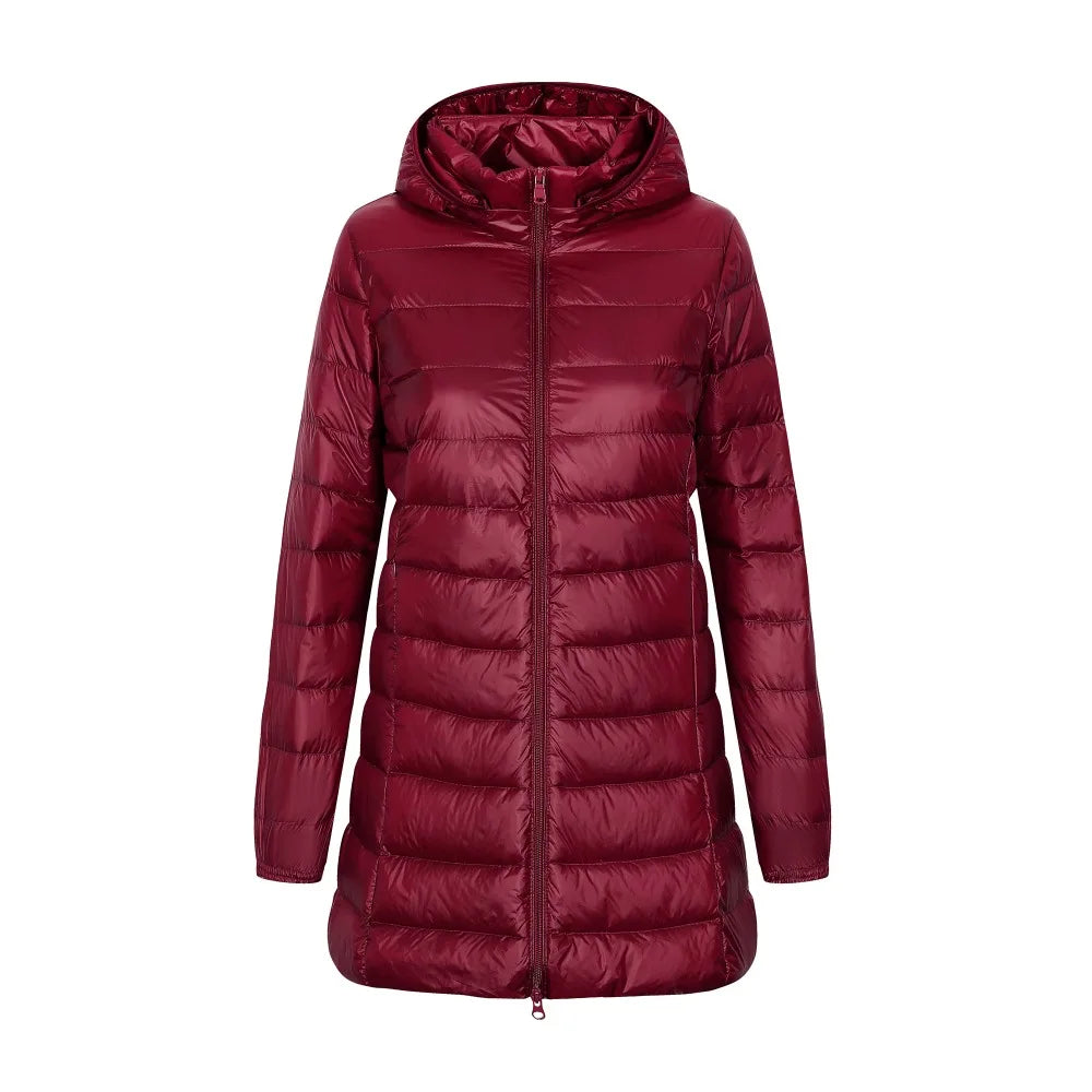 Chaqueta mujer acolchado largo con capucha - Yvette