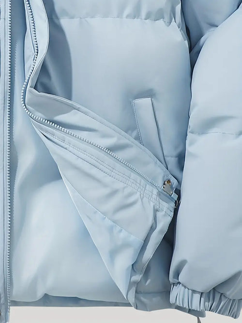 Cremallera con solapa y broche de la chaqueta Stilla en azul claro