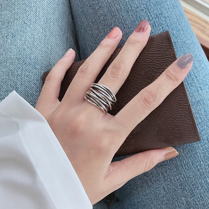 ÉCLAT | Anillo Ajustable de Plata con Capas