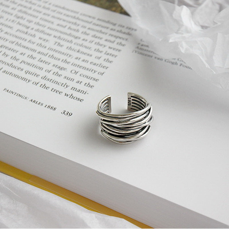 ÉCLAT | Anillo Ajustable de Plata con Capas