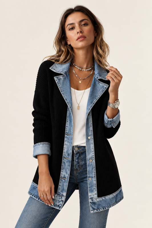 Celia | Abrigo de punto y denim para mujer