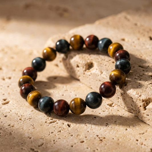 ÉCLAT | Triple Protección™ | Pulsera de Ojo de Tigre, Ojo de Toro y Ojo de Halcón