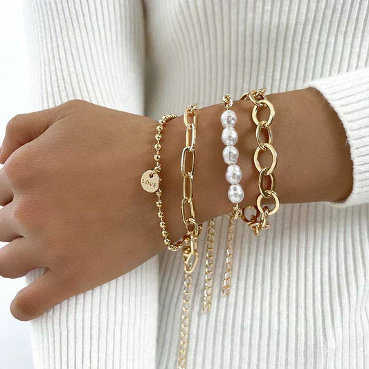 ÉCLAT | Set de Pulseras Charm Perla Dorada