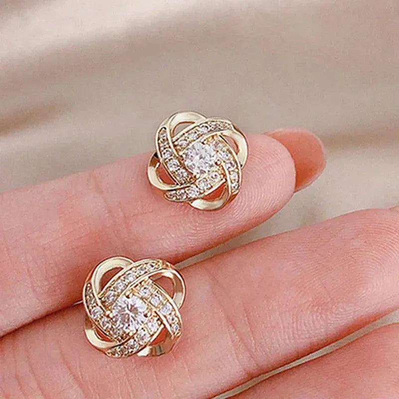 ÉCLAT | Pendientes Dorados Espiral Floral con Cristales