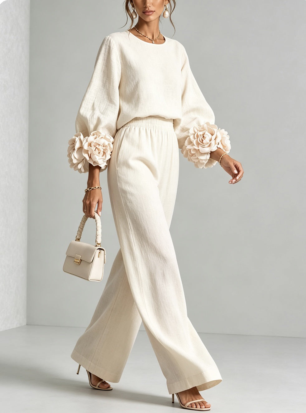 Eli™ | Conjunto elegante de dos piezas con mangas de flores