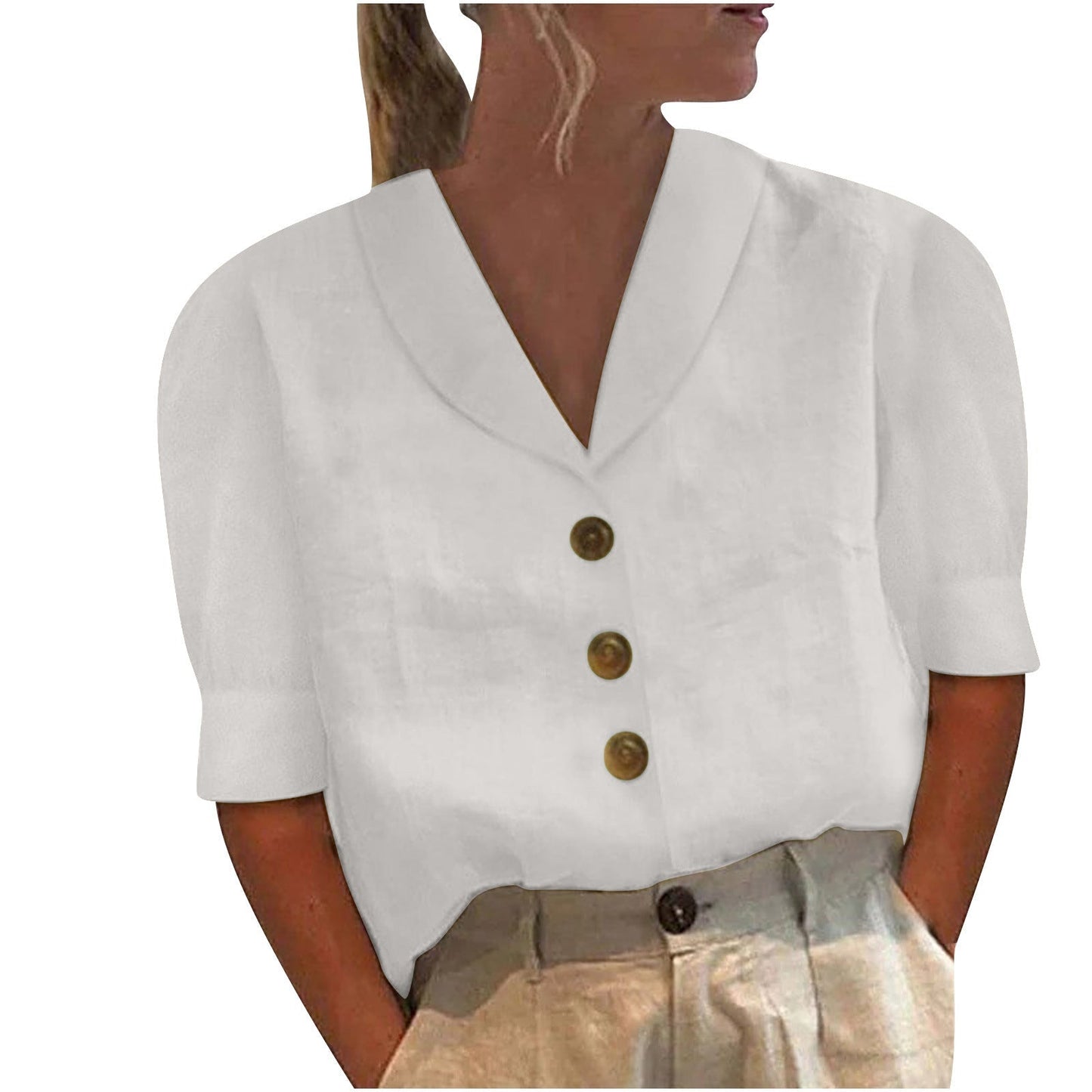 Blusa Retro Chic De Mujer Con Nudo Frontal