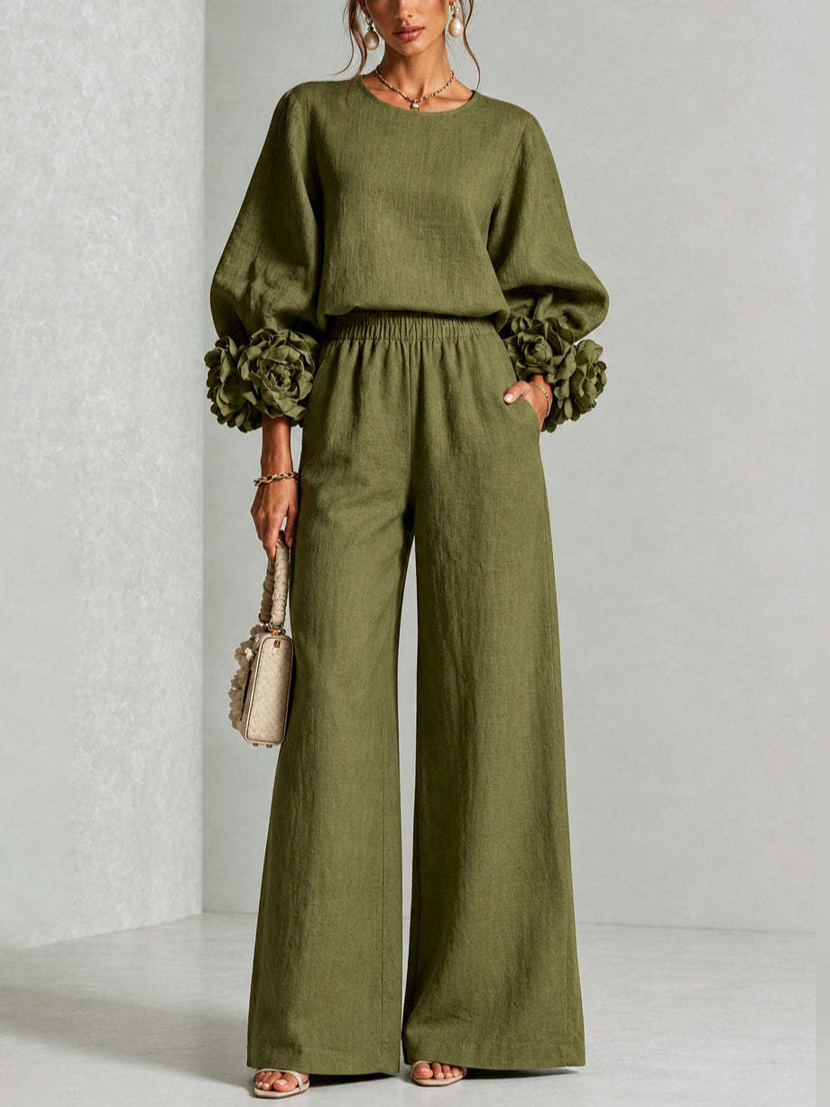 Eli™ | Conjunto elegante de dos piezas con mangas de flores