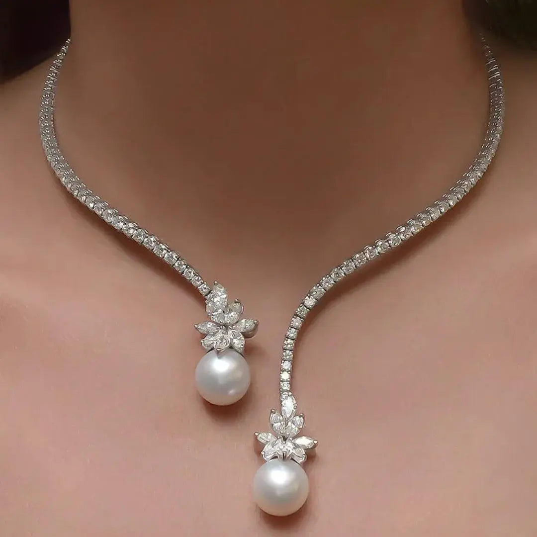 ÉCLAT | Collar Elegante Brillante de Plata Sterling con Perlas