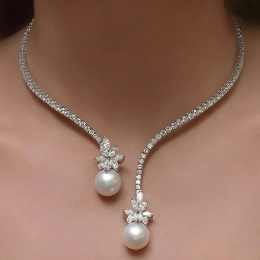 ÉCLAT | Collar Elegante Brillante de Plata Sterling con Perlas
