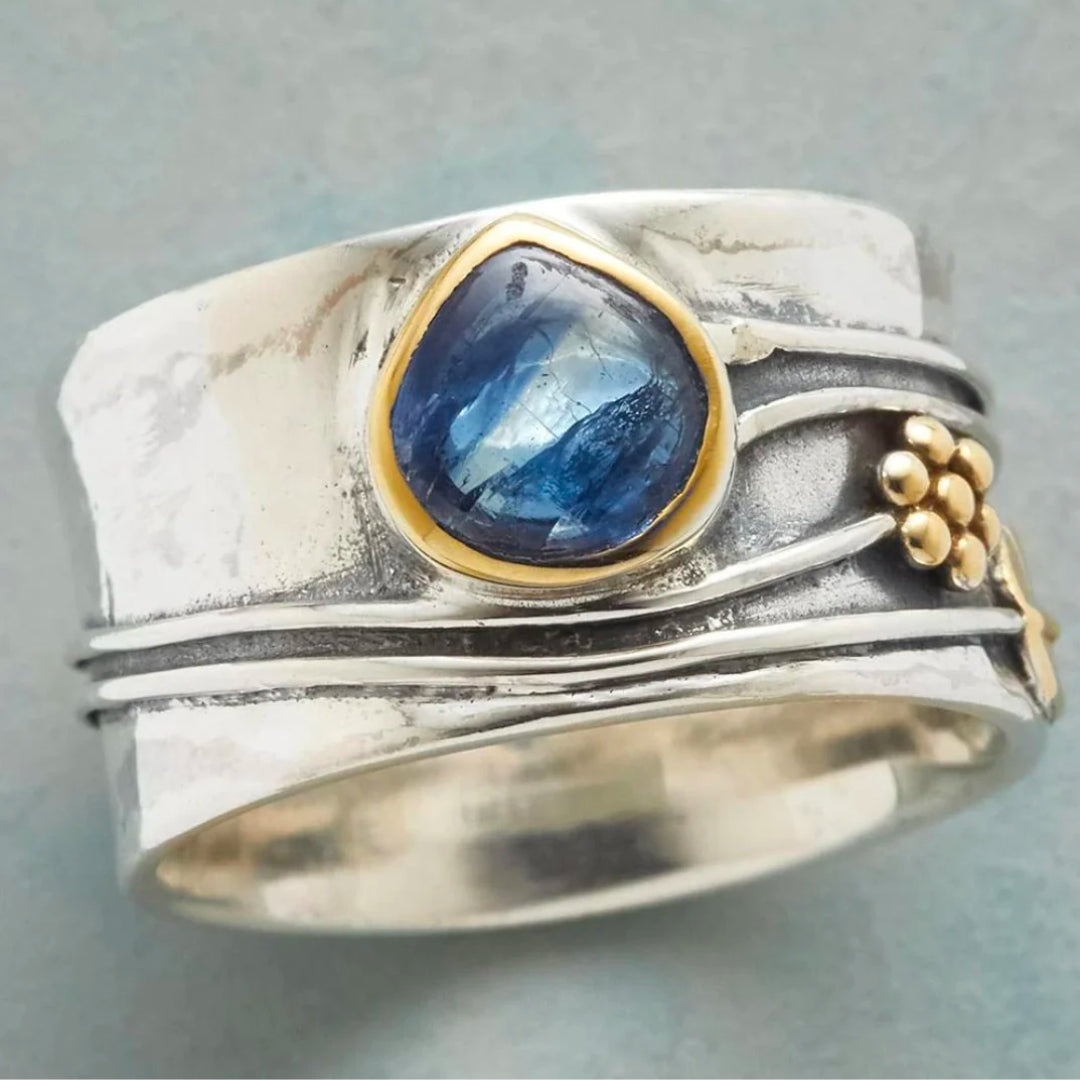 ÉCLAT | Anillo Boho de Plata con Piedra Azul