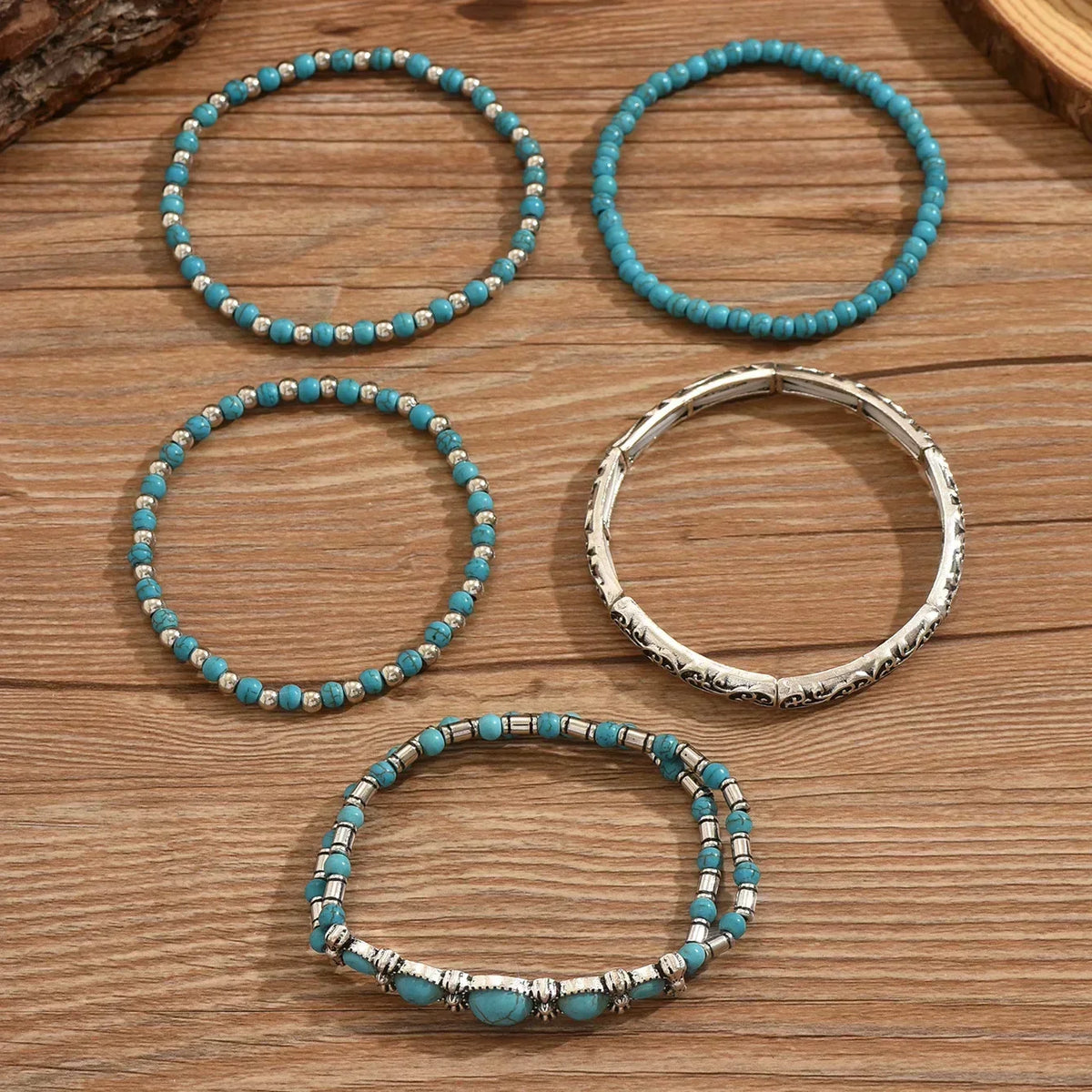 ÉCLAT | Set de Pulseras Boho con Perlas Turquesa