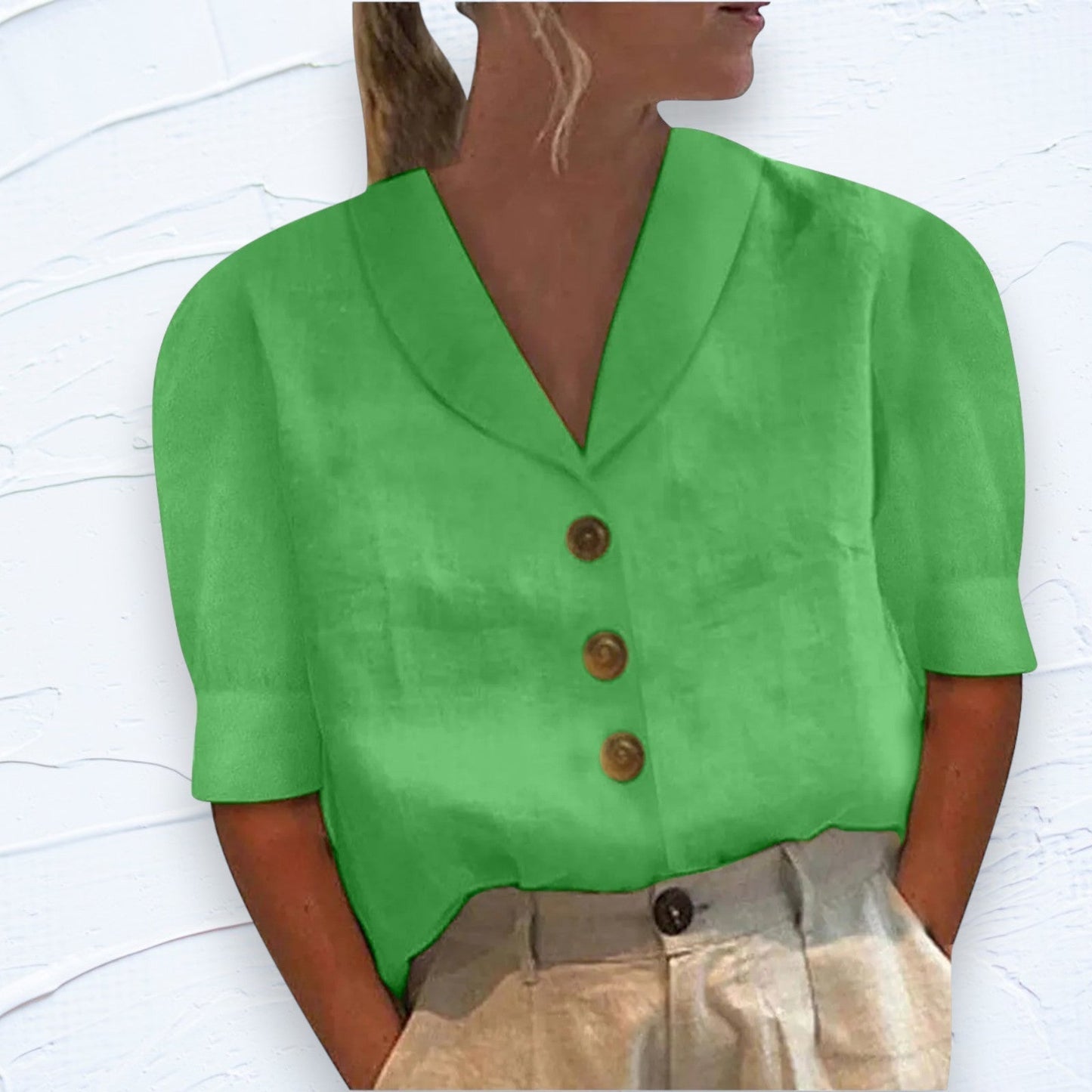 Blusa Retro Chic De Mujer Con Nudo Frontal