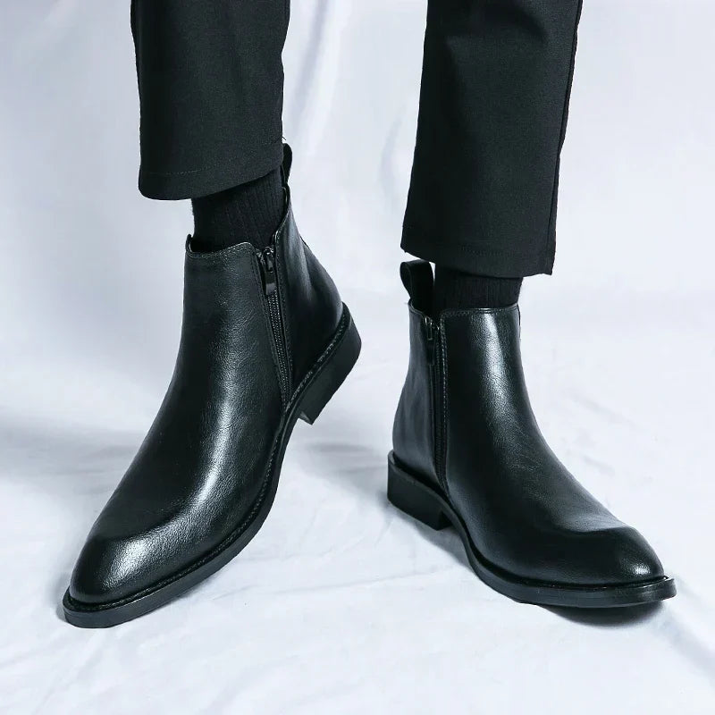 Sierra | Botas Tipo Botín de Cuero con Cierre