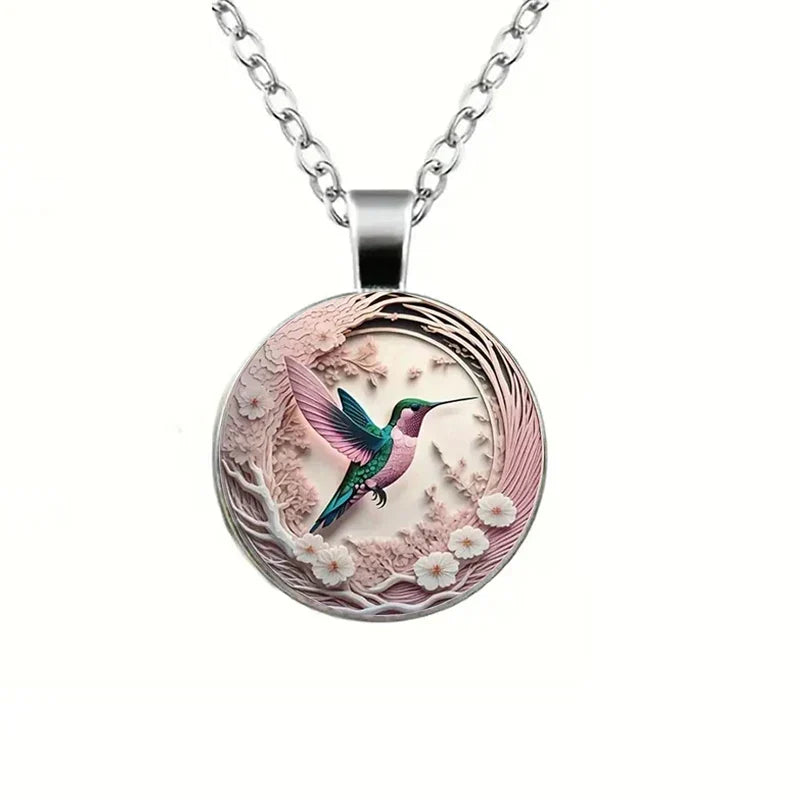 ÉCLAT | Collar Con Colgante De Cristal En Forma De Colibrí Con Cúpula