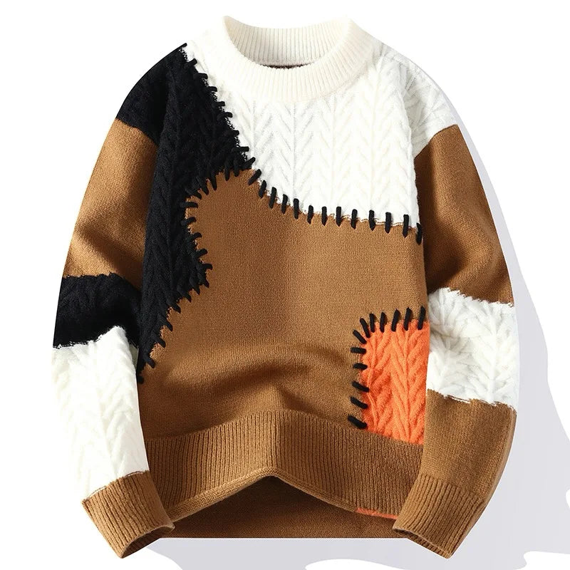 TRAMA™ | Suéter Patchwork con Cuello Alto