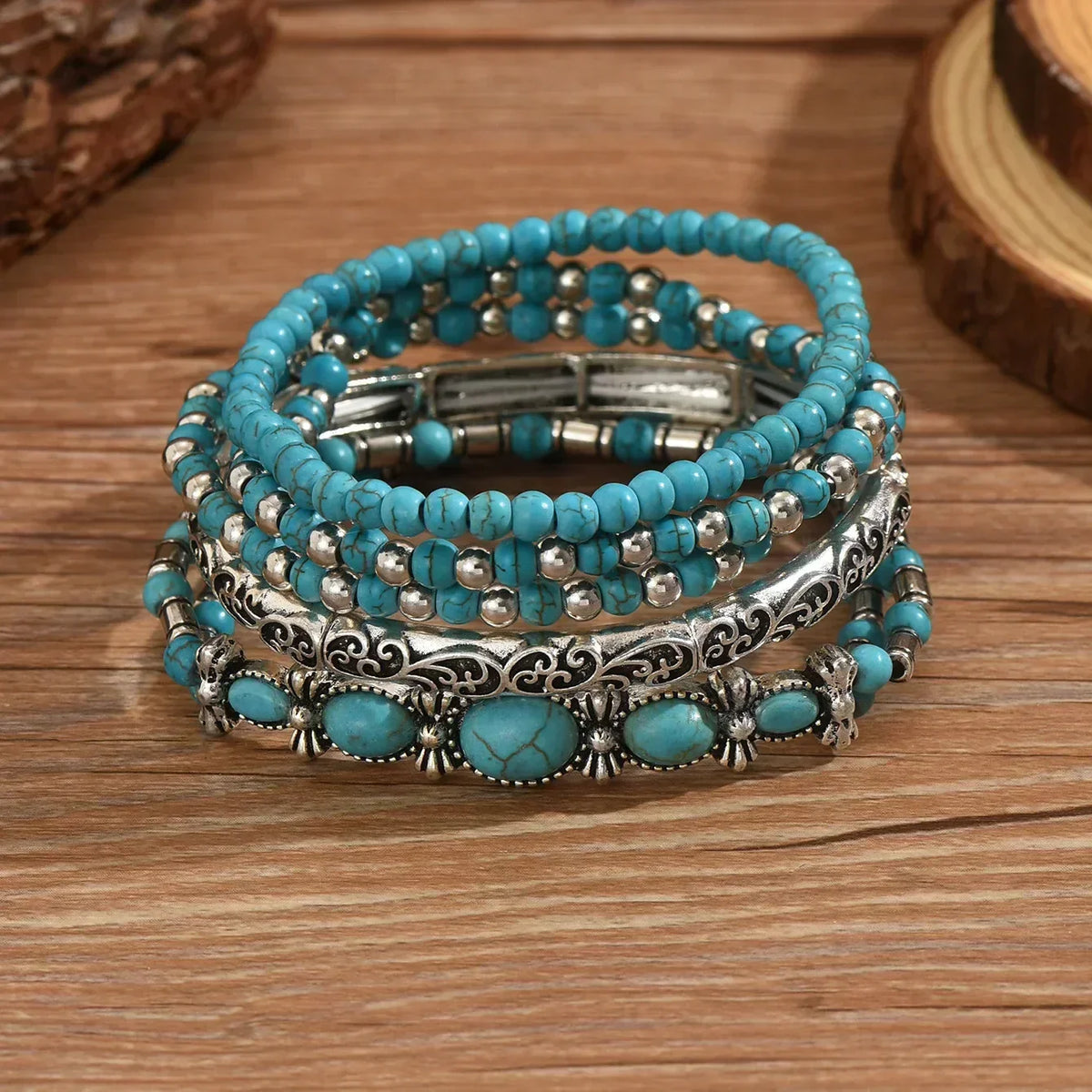 ÉCLAT | Set de Pulseras Boho con Perlas Turquesa