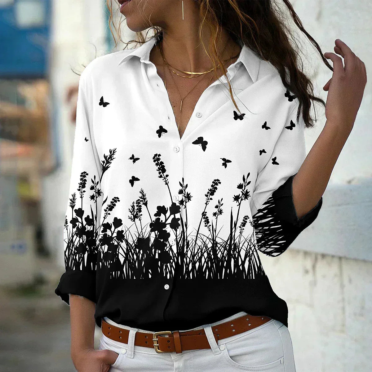 Blusa Estampada Elegante de Mujer – Corte Femenino
