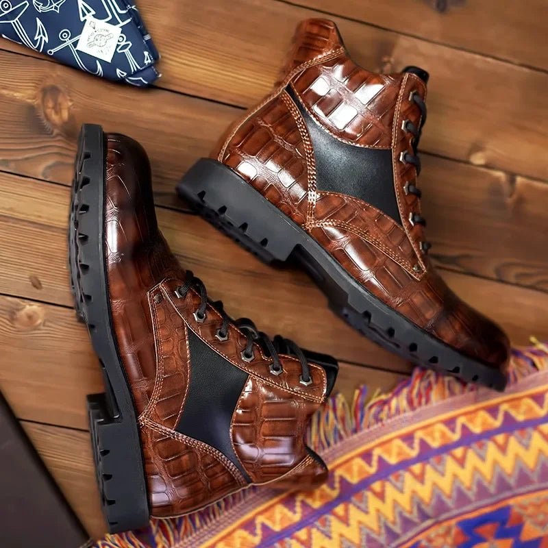 Sierra | Botas de Cuero con Diseño de Cocodrilo