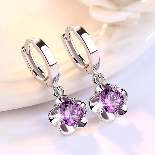 ÉCLAT | Pendientes de Plata Sterling con Circonitas Violeta y Blanco