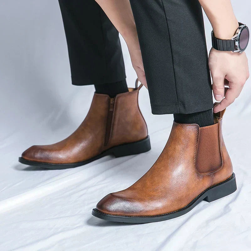 Sierra | Botas Tipo Botín de Cuero con Cierre