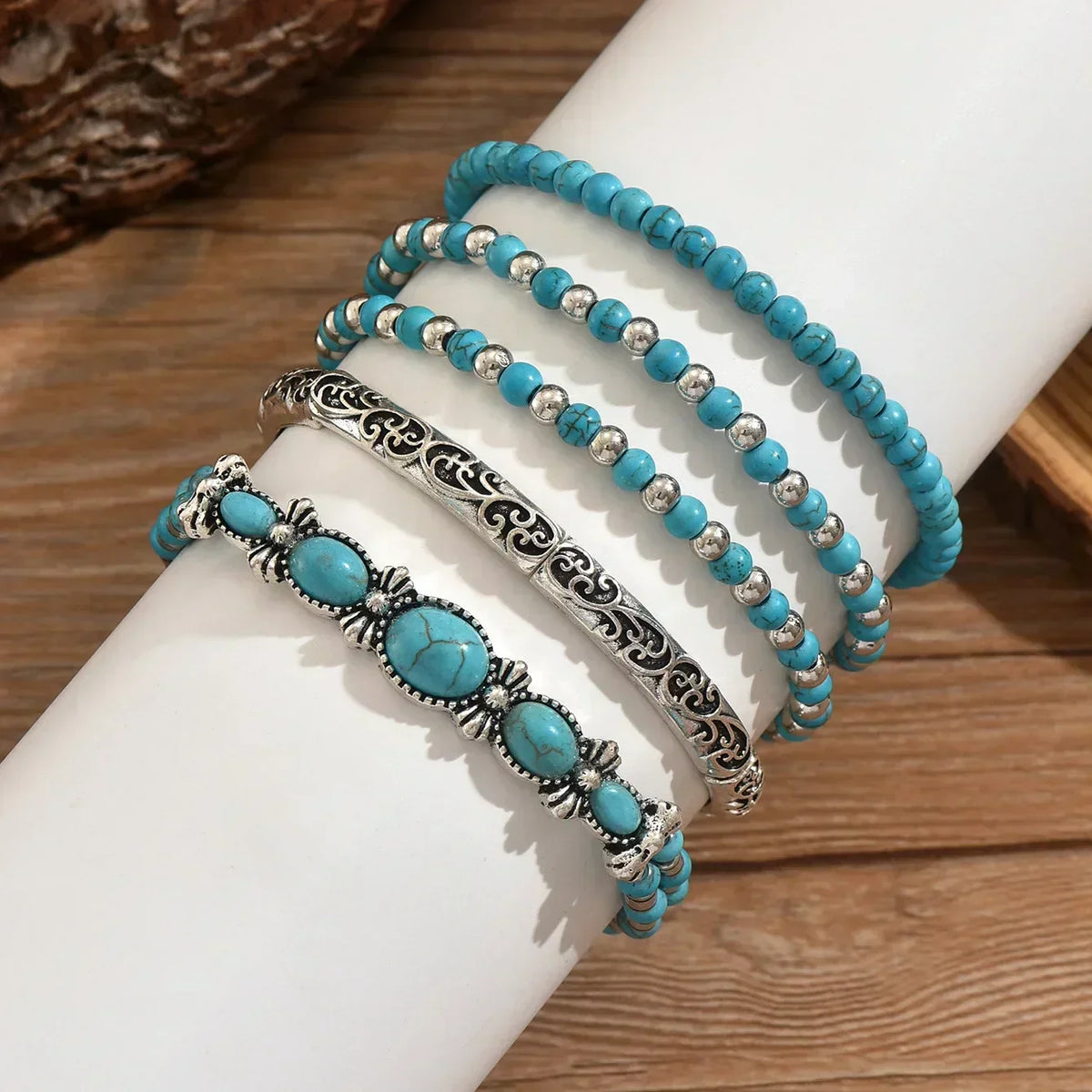 ÉCLAT | Set de Pulseras Boho con Perlas Turquesa