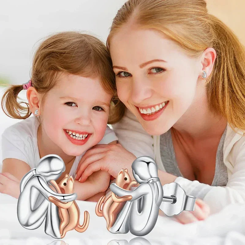 ÉCLAT | Pendientes Gato Hug Bicolor Plata Y Oro