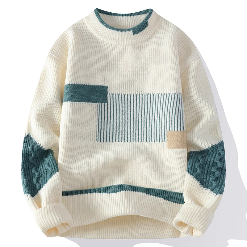 TRAMA™ | Suéter con Cuello Clásico y Estilo Patchwork