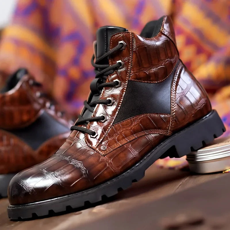 Sierra | Botas de Cuero con Diseño de Cocodrilo