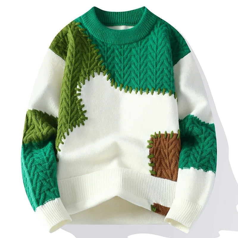 TRAMA™ | Suéter Patchwork con Cuello Alto