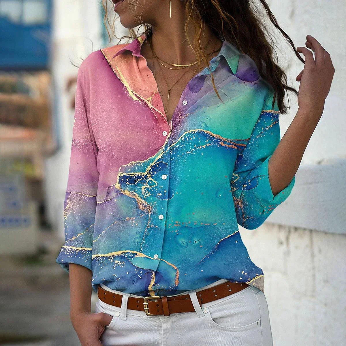 Blusa Estampada Elegante de Mujer – Corte Femenino