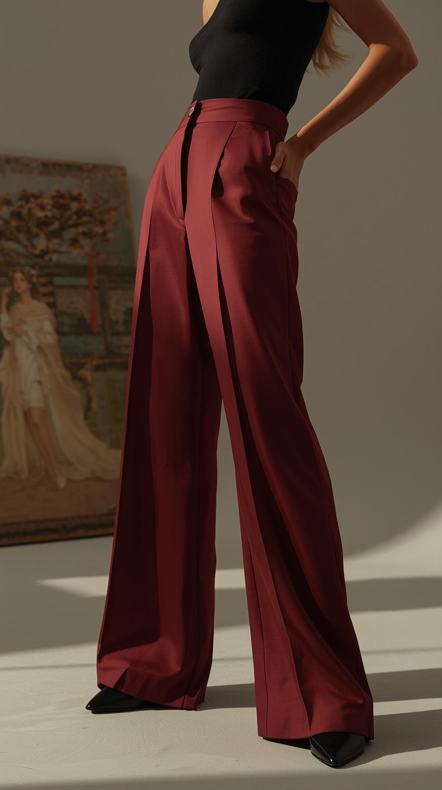 Pantalones Mujer Tiro Alto Modeladores Pierna Ancha