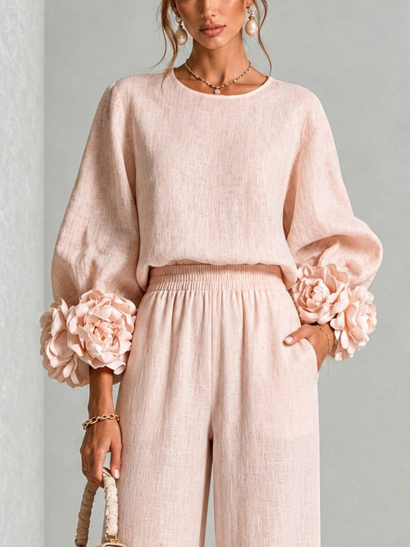 Eli™ | Conjunto elegante de dos piezas con mangas de flores