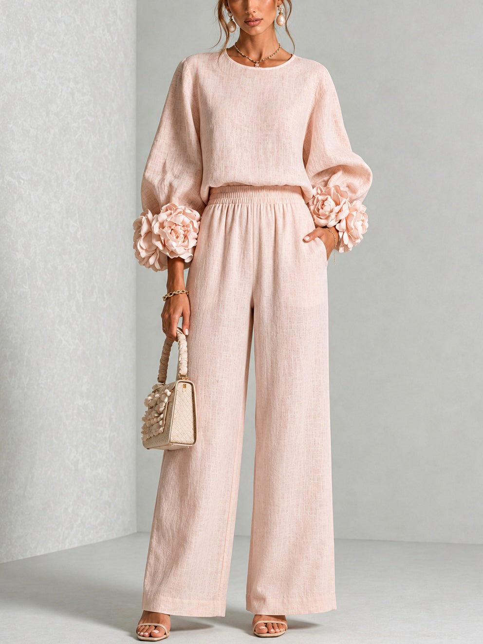 Eli™ | Conjunto elegante de dos piezas con mangas de flores