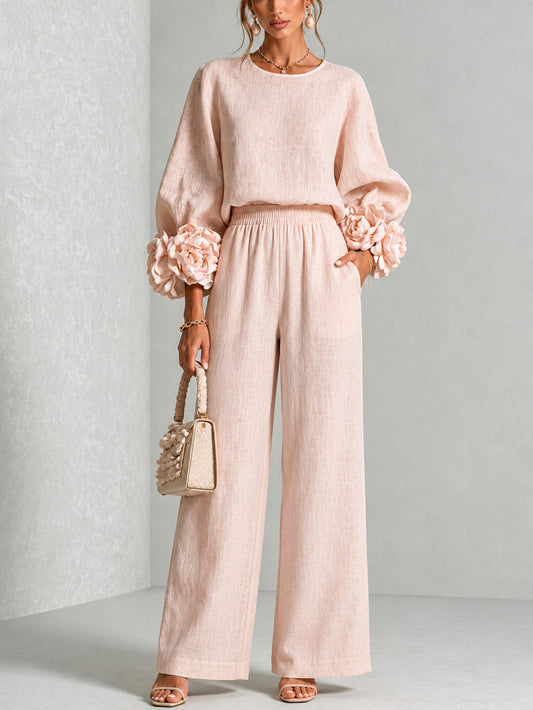 Eli™ | Conjunto elegante de dos piezas con mangas de flores
