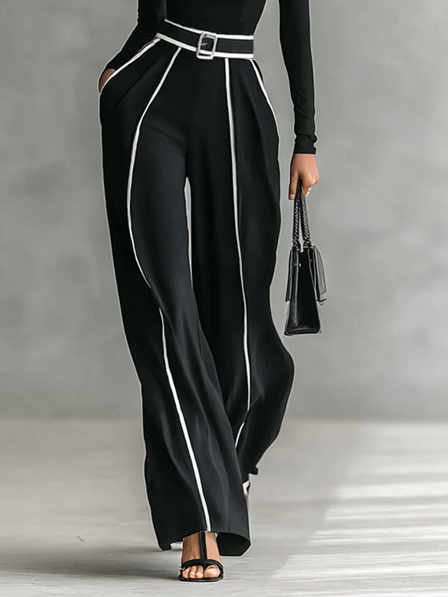 Sabina™ | Conjunto de cuello alto, manga larga y pantalón ancho