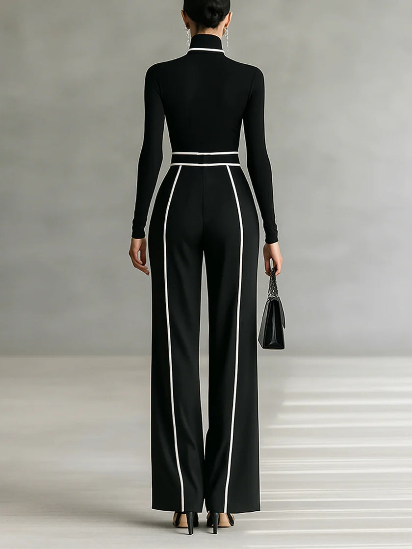 Sabina™ | Conjunto de cuello alto, manga larga y pantalón ancho